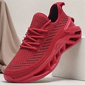 baratos Ténis para Homem-tênis de corrida flyknit respirável vermelho masculino com sola acolchoada leve – ideal para treinos e uso diário
