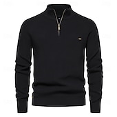 abordables Pull col rond-nouveaux cardigans à fermeture éclair en coton d&#039;automne pour hommes mode décontracté social hommes pulls col haut chaud hiver pull tricoté hommes
