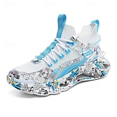 economico Sneakers Casual-sneakers alte da uomo con motivo graffiti – scarpe sportive streetwear colorate con chiusura con lacci, tomaia in mesh traspirante per abbigliamento casual e sportivo