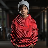 billiga Pojkens 3D Vision &amp; Geometri-Pojkar 3D Grafisk Geometrisk Huvtröja Långärmad Vår Höst Mode Streetwear Barn 4-12 år Huva Utomhus Ledigt Dagligen Normal