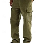 お買い得  スウェットパンツ-男性用 スウェットパンツ コーデュロイパンツ ズボン カーゴスウェットパンツ ポケット ドローストリング 弾性ウエスト 平織り 履き心地よい スポーツ・アウトドア 日常 ファッション カジュアル アーミーグリーン ブラック マイクロエラスティック