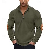abordables Sweat-shirts basiques-Homme Sweat-shirt Sweat-shirt quart de fermeture éclair Abricot Noir Vert Véronèse bleu marine Gris Demi-zip Bloc de Couleur Patchwork A côtes Texturé Sport &amp; Loisir Quotidien Fête Polyester Velours