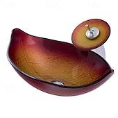 billiga Fristående tvättställ-Badrums sink / Badrumskran / Badrums Monteringssing Nutida - Härdat Glas Rektangulär Vessel Sink