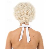levne Historické paruky-bomba deluxe blond krátká kudrnatá paruka karnevalová cosplay party paruka