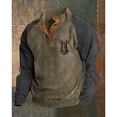 Men's Sweatshirt Black Brown Standing Collar Graphic Color Block Print Patchwork Daily Holiday Going out Polyester Streetwear Casual Bavarian Fall Winter Clothing Apparel Hoodies Sweatshirts  Long4