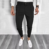 economico Chino-Per uomo pantaloni della tuta Pantaloni affusolati Pantaloni Chino Bottoni Tasche Liscio Comfort Formale Feste Ufficio Di tendenza Classico Nero Bianco Media elasticità