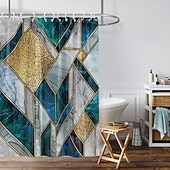 baratos Cortinas de Banho-Cortina de Chuveiro com Ganchos 180cm*180cm(70&quot;*70&quot;) Poliéster Lavável à Prova d&#039;Água com Padrão para Decoração de Banheira de Banheiro Mármore Abstrato