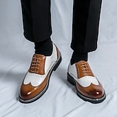 cheap Formal-Men&#039;s Two-Tone Faux Leather Wingtip Oxford Gatsby Shoes – Vintage 1920s Brogue Spectator Dress Shoes for Wedding, Prom, Swing Dance, Roaring Twenties Party