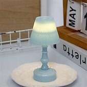 baratos Candeeiros de mesa-Abajur de mesa led com flor de concha colorida de macaron, quarto &amp;luz noturna de mesa de jantar, decoração moderna simples, botão alimentado por bateria 1pc