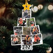 baratos Natal-Enfeites de Natal da Árvore com Fotos de Caça Personalizados em Acrílico 2D Decoração em Moldura de Imagem Personalizada para a Árvore de Natal Presentes em Penduradores para Família e Amigos