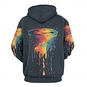 preiswerte 3D Muster-Herren Grafik Kapuzensweatshirt Kapuzenshirts Pullover Urlaub Täglich Klassisch Lässig Langarm Mit Kapuze Urlaub Sport im Freien Ausgehen Streetwear Schwarz Drucken Winter Frühling &amp; Herbst Designer