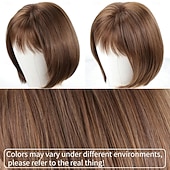 abordables peluca vieja-Pelucas bob cortas de color marrón para mujeres, peluca sintética de color marrón mezclado con rubio con flequillo, peluca de fiesta diaria de aspecto natural