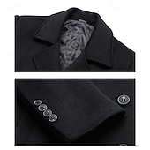 preiswerte Herren-Blazer &amp; -Anzüge-Herren Wintermantel Wollmantel Mantel Outdoor Freizeitskleidung Herbst Winter Polyester warm Oberbekleidung Bekleidung Modisch Strassenmode Glatt Tasche Kargen Doppelreihiger Verschluss