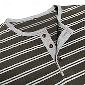 economico Maglietta casual Henley-Per uomo Maglietta con bottoni Maglietta Maglia Henley Camicia a Maniche Lunghe Manica Lunga Henley Primavera &amp; Autunno A righe Moda Designer Essenziale Bottoni Vacanza Streetwear Uscire Nero Bianco