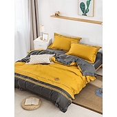 economico Collezione d&#039;elite-Set copripiumino da 4 pezzi, 100% cotone biologico, tessuto morbido e traspirante, include copripiumino e federe per un sonno confortevole.