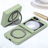 cheap Samsung Cases-Phone Case For Samsung Galaxy Z Flip 6 Z Flip 5 Z Flip 4 Z Flip 3 Back Cover with Stand Holder Magnetic Support Wireless Charging Retro TPU PC