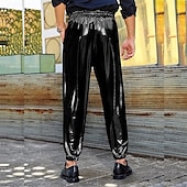 economico pantaloni casual-Per uomo Pareggiatore Pantaloni Pantaloni casual Tasche A cordoncino Vita elastica Liscio Comfort Palco Da mare Di tendenza Informale Argento Nero Media elasticità