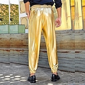 economico pantaloni casual-Per uomo Pareggiatore Pantaloni Pantaloni casual Tasche A cordoncino Vita elastica Liscio Comfort Palco Da mare Di tendenza Informale Argento Nero Media elasticità