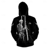 cheap Gothic &amp; Skull-Men's Graphic Dark Hoodie Hoodies Sweatshirt Vacation Daily Classic Casual Long Sleeve Hooded Vacation Sports Outdoor Going out Streetwear Black Printing Spring &amp;  Fall Designer S M L XL XXL 3XL