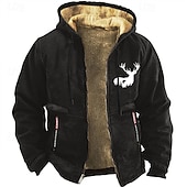 זול הודיות ציד-Men's Cowboy Deer Sweatshirt Long Sleeve Sweatshirts  Hooded Vintage Western Style Vacation Going out Fall &amp; Winter Black Brown Green Clothing Apparel Designer Graphic Print S M L XL XXL XXXL