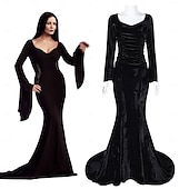 levne Klasický horor-Středa Addams Addamsova rodina Morticia Addamsová Šaty Módní Filmové kostýmy for Dámské Dospělé Plesová maškaráda