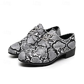 baratos Semi-formal-sapatos sociais masculinos com cadarço e estampa de cobra - sapatos oxford formais com padrão exótico para festas e eventos
