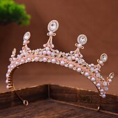 abordables Tiaras y Corona-Tiaras de la corona Brillante Legierung Boda cóctel Elegante Lujo Con Perlado Artificial Detalles de Cristal Celada Sombreros