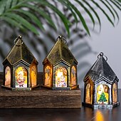 ieftine Lumini de Craciun-decor de Crăciun lumina de noapte cadou strălucitor de Anul Nou lanternă retro pandantiv brad de Crăciun decor de masă elemente de recuzită de vacanță 1buc