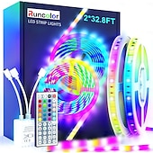 cheap Waterproof Strip Lights-20m 65FT LED RGB Light Strip SMD 5050 Waterproof IP65 Flexible with IR 44 Key Controller for TV Bedroom Party Home Decration 360LEDs 10mm 2x32.8FT