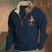 economico Felpe di base-Per uomo Maglia Felpa con zip corta Nero Blu marino Marrone Grigio Mezza zip Grafico Stampa Halloween Patchwork Tasca Frontale Zip a un quarto Quotidiano Ferie Uscire Poliestere Streetwear Casual