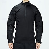 tanie Najfatalniejszy-Męskie Koszula bojowa Koszula turystyczna Taktyczna koszula wojskowa Długi rękaw Quarter Zip Top Na wolnym powietrzu Oddychający Miękka Poliester Niejednolita całość Czarny Zieleń wojskowa Chropowata