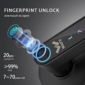 cheap Door Locks-WAFU WF-016 Smart Biometric Fingerprint Door Lock Smart Bluetooth Password Handle Lock APP Unlock Keyless Entry  USB Battery