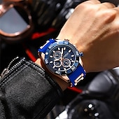 voordelige Quartz-horloges-crrju herenhorloges topmerk luxe quartz siliconen band sport waterdichte klok met lichtgevend quartzhorloge