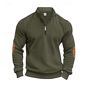 levne Dovolená-Pánské Polo na čtvrt zip Golfová košile Denní Dovolená Čtvrtletní zip Dlouhý rukáv Módní Moderní Barevné bloky Slátanina Jaro &amp; podzim Běžný Námořnická modř Světle šedá Armádní zelená Meruňková Polo
