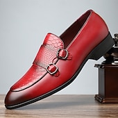 Χαμηλού Κόστους Ημιεπίσημο-ανδρικά loafers από ψεύτικο δέρμα με σχέδιο κροκόδειλου με λεπτομέρεια με διπλή αγκράφα - κομψά παπούτσια για επίσημες περιστάσεις και επαγγελματικές συναντήσεις
