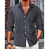 cheap Men&#039;s Button Up Shirts-Men&#039;s Shirt Summer Shirt Casual Shirt Beach Shirt Button Up Shirt Black White Navy Blue Blue Green Short Sleeve Plain Lapel Vacation Hawaiian Jacquard Clothing Apparel Polyester Fashion Casual