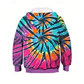 billiga Pojkens 3D Vision &amp; Geometri-Pojkar 3D Grafisk Knytbatik Huvtröja Långärmad Vår Höst Mode Streetwear Barn 4-12 år Huva Utomhus Ledigt Dagligen Normal