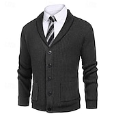 preiswerte Herren Strickjacke-Herren Strickjacke Kleid Pullover Strickpullover Gerippt Stricken Standard Knopf hoch Seitentaschen Feste Farbe Kargen Modisch Klassisch Freizeitskleidung Verabredung Bekleidung Herbst Winter