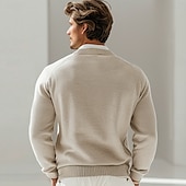 billige Herre Elite Genser og Cardigans-Herre Cardigan Genser Strikke Knepp opp Helfarge V-hals Strikketøy Elegant Skole Trening Klær Biskop Høst Vinter Svart Kakifarget S M L