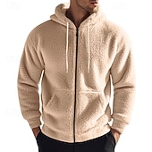 cheap Basic Hoodies-Men's Full Zip Hoodie Zip Up Hoodie Black Navy Blue Khaki Gray Hooded Plain Zip Up Sports &amp; Outdoor Daily Holiday Polyester Streetwear Basic Casual Spring &amp;  Fall Clothing Apparel Hoodies Sweatshirts