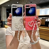Недорогие Чехлы для Samsung-телефон Кейс для Назначение SSamsung Galaxy Z-флип 6 Z Flip 5 Z Flip 4 Z Flip 3 Кейс на заднюю панель с ремешком на запястье Защита от удара Ретро ПК