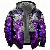 abordables sweats à capuche 3d pour hommes-Homme Motif Léopard Sweat à capuche Sweats à Capuche Sweat-shirt Sweat à capuche manche longue Sweat à capuche Capuche Mode 3D effet Vacances Voyage Vêtement de rue Jaune Rouge Zippé Poche Cordon