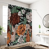 baratos Cortinas de Banho-Cortina de Chuveiro com 12 Ganchos 180cm*180cm(70&quot;*70&quot;) Poliéster Lavável Impermeável Padrão de Decoração de Banheiro para Banheira com Flores Peônia Vintage