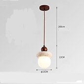 abordables Suspension-Lampe suspendue en verre wabi-sabi, lustre circulaire en pierre de grotte jaune, lampe suspendue de plafond en bois massif de style chinois, 110-240 V