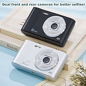 cheap Digital Camera-4K Digital Camera Point and Shoot Photography Travel Selfie Camara 2.4inch Screen Entry-Level Gift Compact Digicam Selfie Mini Retro Cam