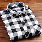 economico camicie di flanella-Per uomo Camicia Camicia di flanella Sovracamicia A quadri Natale Esterno Bianco Rosso Blu marino scuro Verde Manica lunga Inverno Primavera &amp; Autunno Abbigliamento