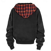 economico felpe con cappuccio da uomo di base-Per uomo Giacca con cappuccio Felpa con cappuccio e zip Felpa con cappuccio invecchiata Blu marino Grigio scuro Con cappuccio A quadri Collage Color Block Ufficio Sportivo Informale Streetwear