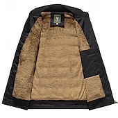 levne Gilety-Pánské Puffer Vesta Denní Na běžné nošení Podzim zima Kapsy Polyester Zahřívací Pevná barva Zip Stojáček Běžný Černá Tmavě námořnická Vodní modrá Khaki Vesta