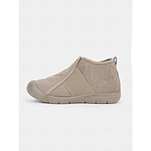 abordables Botas de nieve e invierno-Zapatos de invierno acolchados sin cordones para mujer: botas casuales impermeables y acogedoras con forro de piel para clima frío
