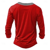 billiga Juldjurskläder-Jul Herr Katt Tomteluva T-shirt Henleytröja Långärmad T-shirt Tryck Henley Skjorta Mode Ledigt Fest Gata Dagligen Rubinrött Grön Vinter Vår &amp; Höst Kläder Vanligt S M L XL XXL XXXL
